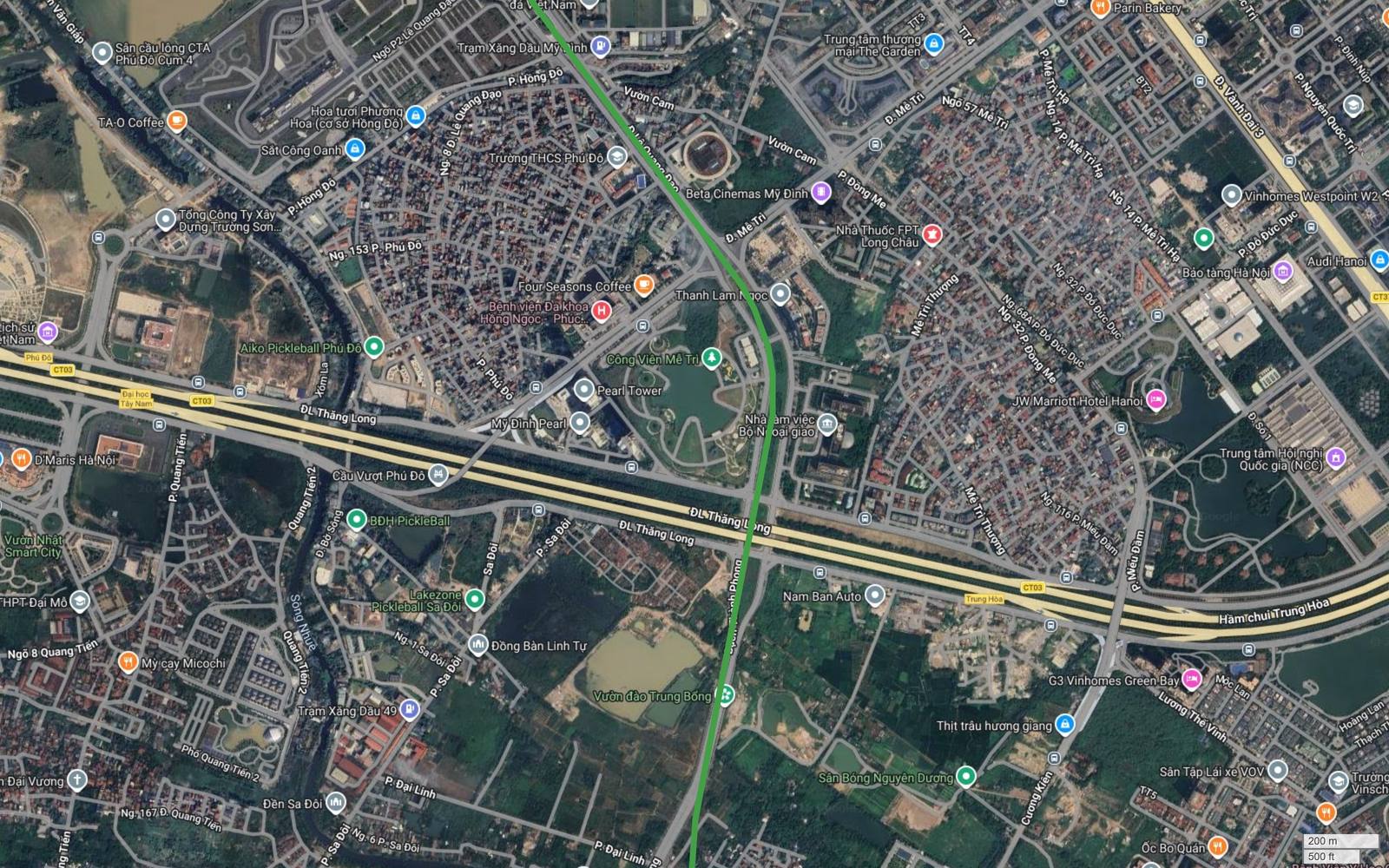 Metro số 4 Hà Nội cắt Đại lộ Thăng Long tại địa bàn Mễ Trì Phú Đô thuộc Nam Từ Liêm