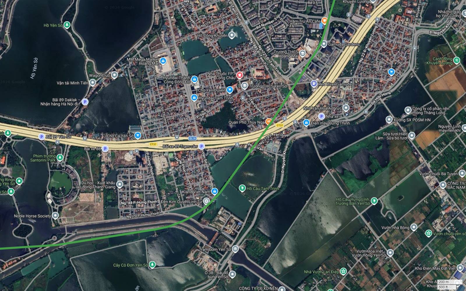 Metro số 4 Hà Nội cắt Vành đai 3 tại Yên Sở và đi sát khu đô thị Gamuda Gardens thuộc Hoàng Mai