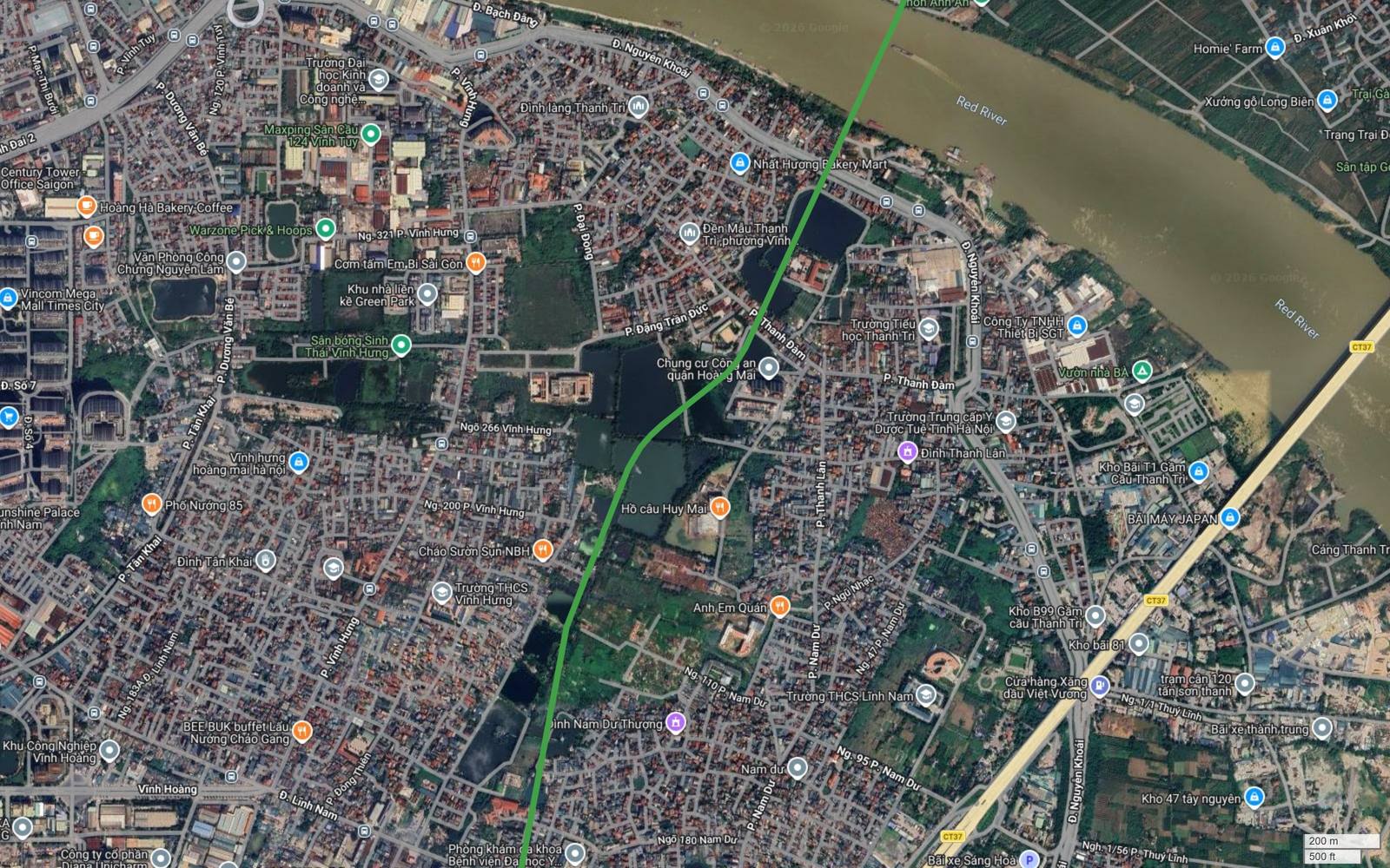 Tuyến metro số 4 Hà Nội đi qua phường Vĩnh Hưng Thanh Trì Nam Dư của quận Hoàng Mai trước khi ra mép sông Hồng