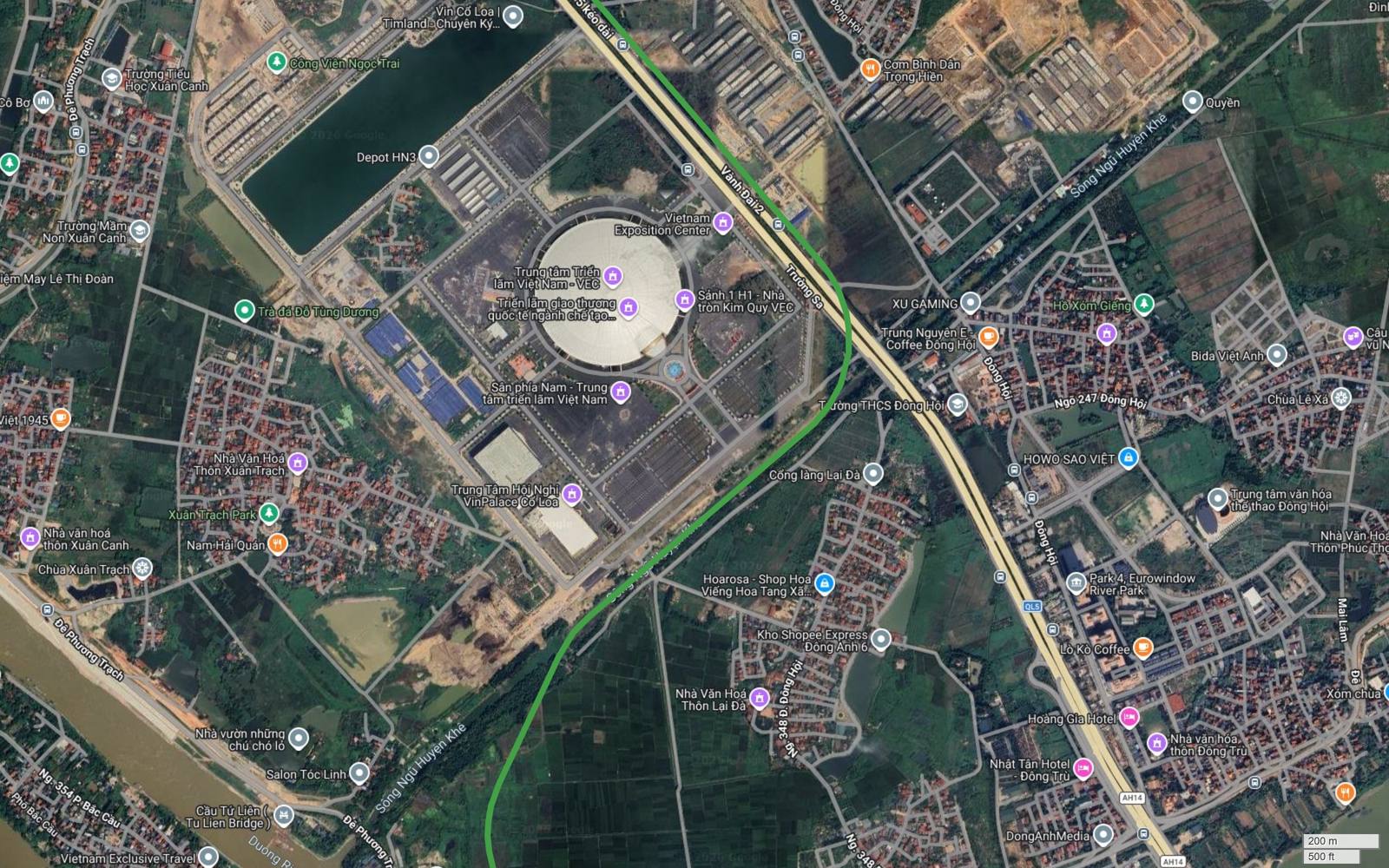 Metro số 4 Hà Nội đi qua Đông Hội Lai Đà thuộc Đông Anh cạnh Trung tâm Triển lãm Việt Nam và VinPalace Cổ Loa